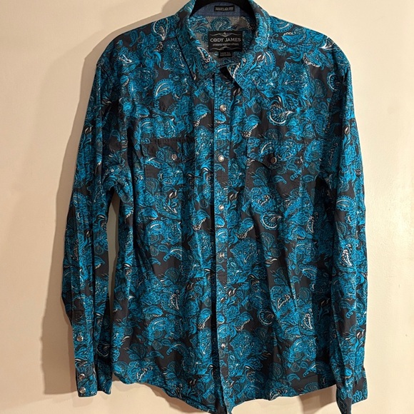 Cody James Other - Men's Blue Paisley Western Button Up Shirt Cody James Authentic Western Wear